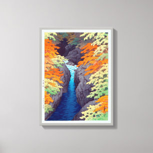 吾妻峡, Azuma Gorge, Hasui Kawase, Woodcut Canvas Print