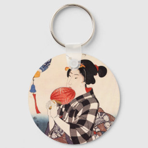 団扇を持つ女, 国芳 Woman with a Round Fan, Kuniyoshi Keychain