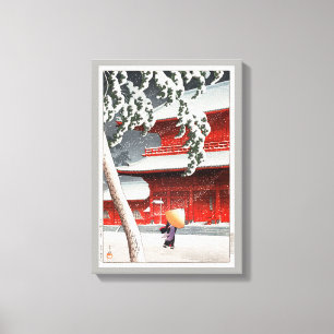 増上寺, 川瀬巴水 Zôjô-ji Temple, Hasui Kawase, Woodcut Canvas Print