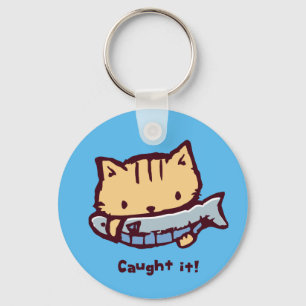 大きなお魚ゲット! Big Catch! Cute Kitten with a Fish Keychain