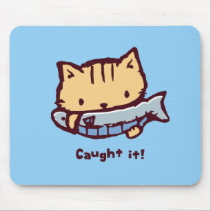 大きなお魚ゲット！  Big Catch! Cute Kitten with a Fish Mouse Pad