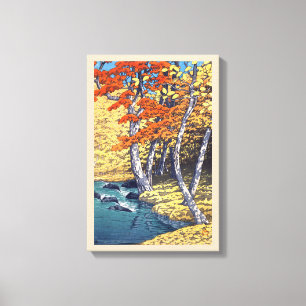 奥入瀬の秋, Autumn at Oirase, Hasui Kawase, Woodcut Canvas Print