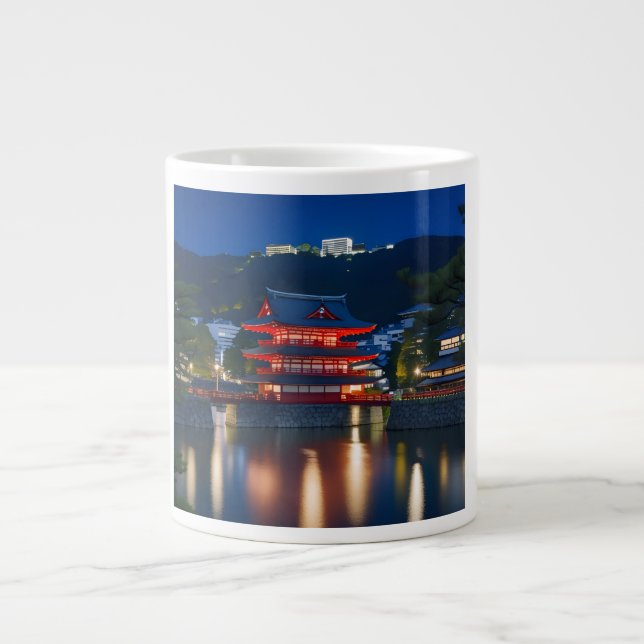 富士山と紅葉（ Mount Fuji and autumn leaves） Large Coffee Mug (Front)