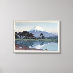 富士山 鈴川, Mt.Fuji, Suzukawa, Yoshida, Woodcut Canvas Print