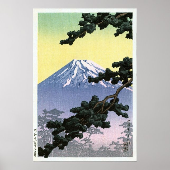 富士山, Mount Fuji, Hasui Kawase, Woodcut Poster (Front)