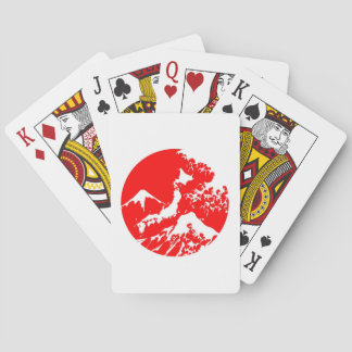 富士山 Mount Fuji Japan Red Print Artistic Playing Cards