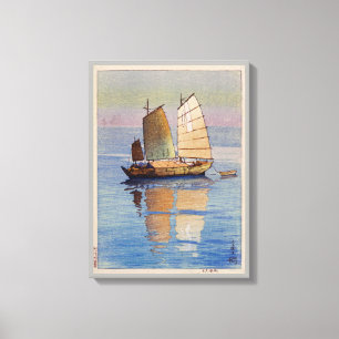 帆船夕日, Sailing Boats Evening Glow, Hiroshi Yoshida Canvas Print