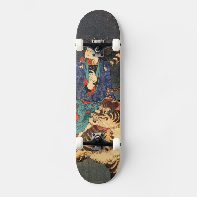 忍者と虎, 芳年 Ninja Hero & Tiger, Yoshitoshi, Ukiyo-e Skateboard (Front)