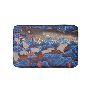 怪物鮫,国芳 Monster Shark, Kuniyoshi, Ukiyo-e Bath Mat