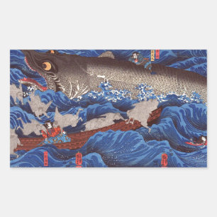 怪物鮫,国芳 Monster Shark, Kuniyoshi, Ukiyo-e Sticker