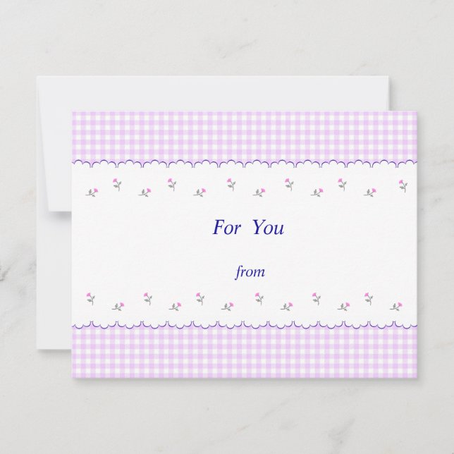 文字　カスタマイズ　野ばら　チェック　ピンク  HOLIDAY CARD (Front)