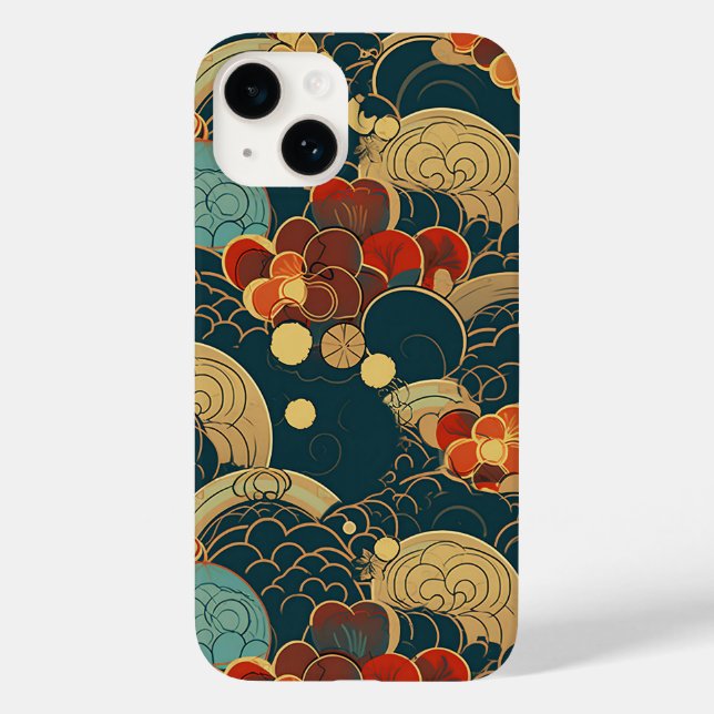 日本の伝統的なヴィンテージデザインを使用したアート作品　花 Case-Mate iPhone CASE (Back)