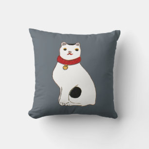日本の猫の人形, Doll of The Japanese Cat Throw Pillow