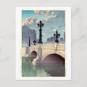 日本橋, Nihonbashi Bridge, Hasui Kawase, Woodcut Postcard