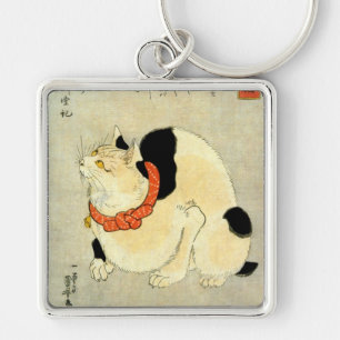 日本猫, 国芳 Japanese Cat, Kuniyoshi, Ukiyo-e Keychain