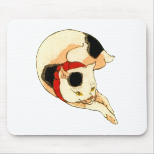日本猫, 国芳 Japanese Cat, Kuniyoshi, Ukiyo-e Mouse Pad