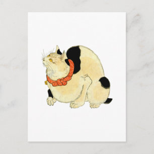 日本猫, 国芳 Japanese Cat, Kuniyoshi, Ukiyo-e Postcard