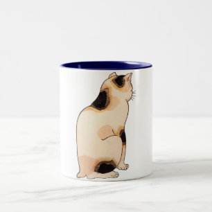 日本猫, 国芳 Japanese Cat, Kuniyoshi, Ukiyo-e Two-Tone Coffee Mug