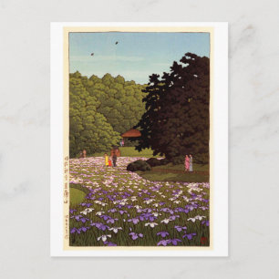 明治神宮菖蒲園, Iris Garden at Meiji Shrine, Hasui Kawase Postcard
