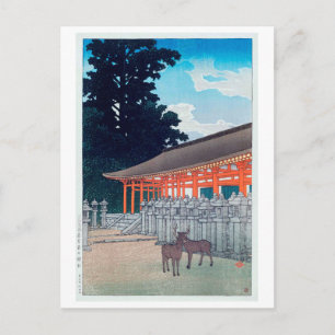 春日神社の鹿, 川瀬巴水 Deer of Kasuga Shrine in Nara, Hasui Postcard
