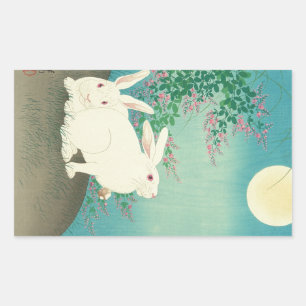 月と兎, 古邨 Rabbits & Moon, Koson, Ukiyo-e Sticker