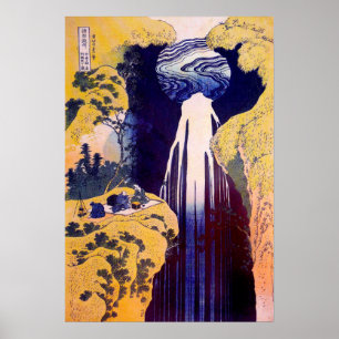 木曽路の滝, Waterfall of Kiso-road, Hokusai,  Poster