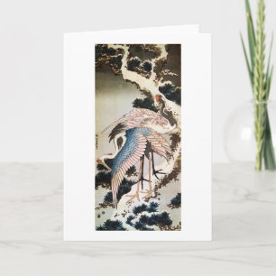 松に鶴, 北斎 Cranes on Pine Tree, Hokusai, Uk Card
