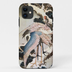 松に鶴, 北斎 Cranes on Pine Tree, Hokusai, Ukiyo-e iPhone 11 Case