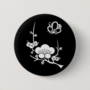 枝梅に中陰梅蝶 2 INCH ROUND BUTTON