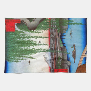 柳と富士, 広重 Willow and Mt. Fuji, Hiroshige, Ukiyo-e Kitchen Towel