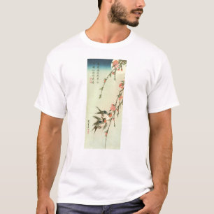 桃の花に燕, 広重 Peach Blossom and Swallow, Hiroshige T-Shirt