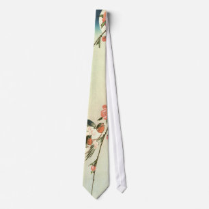 桃の花に燕, 広重 Peach Blossom and Swallow, Hiroshige Tie