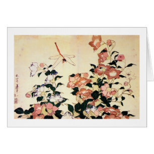 桔 梗, 北 斎 Bellflower et libellule, Hokusai, Ukiyoe