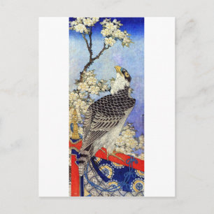 桜にハヤブサ, Falcon & Cherry Blossoms, Hokusai, Ukiyo-e Postcard