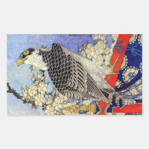 桜にハヤブサ, Falcon & Cherry Blossoms, Hokusai, Ukiyo-e Sticker
