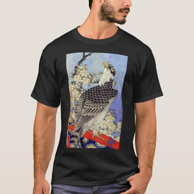 桜にハヤブサ, Falcon & Cherry Blossoms, Hokusai, Ukiyo-e T-Shirt (Front)