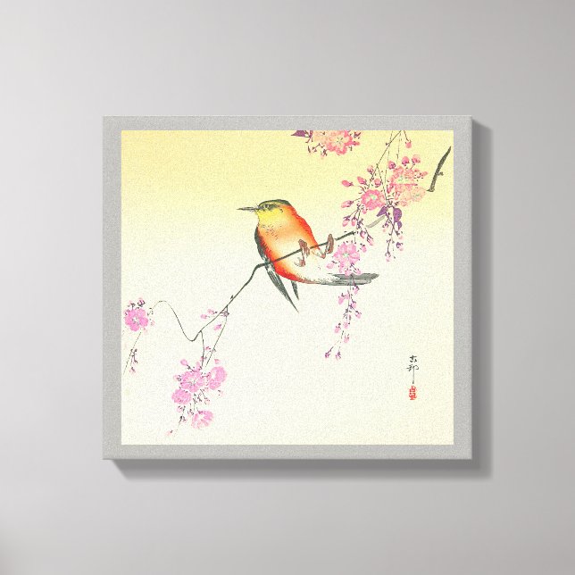桜に鳥, 小原古邨 Bird & Cherry Blossoms, Ohara Koson Canvas Print (Front)