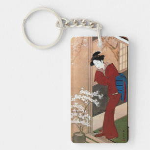 桜の花と女, 春章 Cherry Blossoms and a Woman, Shunsho Keychain