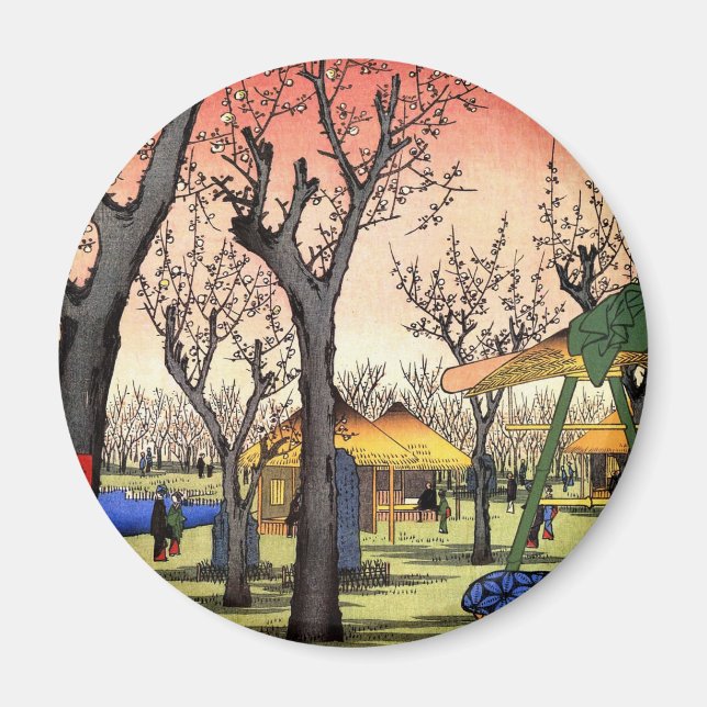 梅の庭園, 広重 Garden of The Plum, Hiroshige Ukiyoe Magnet (Front)
