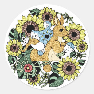 母カンガルー（Mother Kangaroo） Classic Round Sticker