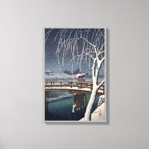 江戸川の宵雪, Evening Snow at Edogawa, Hasui Kawase Canvas Print