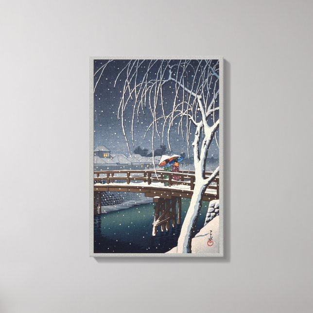 江戸川の宵雪, Evening Snow at Edogawa, Hasui Kawase Canvas Print (Front)