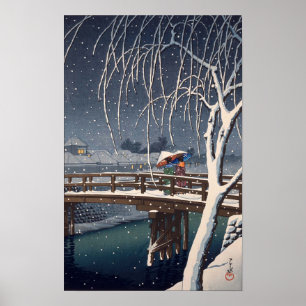 江戸川の宵雪, Evening Snow at Edogawa, Hasui Poster