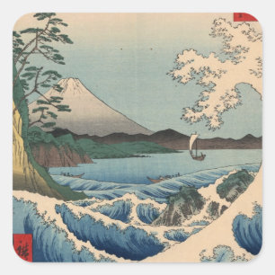 波と富士山, 広重 Wave and Mount Fuji, Hiroshige Square Sticker