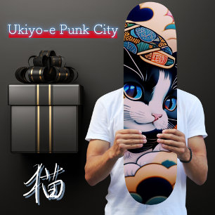 浮世絵catsパンクシティ 葛飾キャッツ斎(猫名 黒雪)kawaii スケートボード skateboard