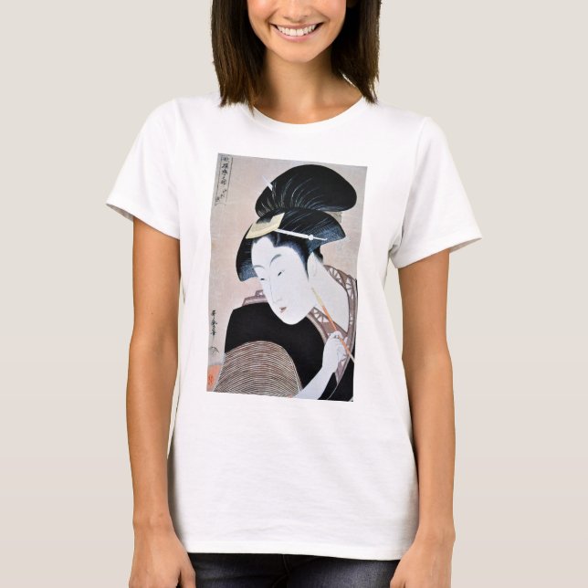 深く忍恋,歌麿 Deeply Hidden Love, Utamaro, Ukiyoe T-Shirt (Front)