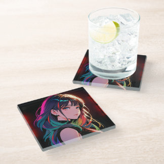 煌霞の少女【Radiant Haze Girl】セラミックタイル Glass Coaster