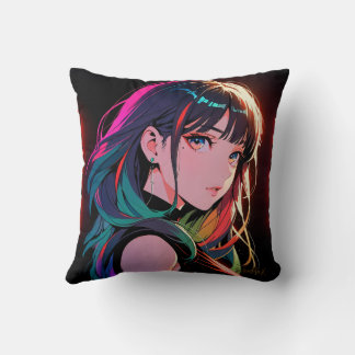 煌霞の少女【Radiant Haze Girl】 Throw Pillow