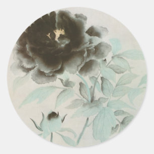 牡丹, 速水御舟 Peony, Gyoshū, Jpanese Art Classic Round Sticker