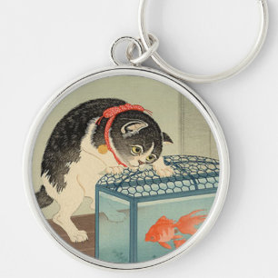 猫と金魚, 古邨 Cat & Goldfish, Koson, Ukiyo-e Keychain